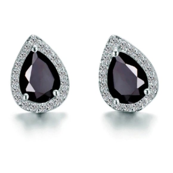 dazzling items Jewelry - Black Sapphire Pear Cut Stud Earrings